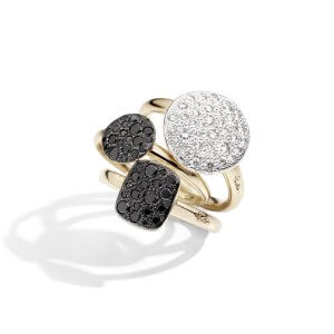 SABBIA rings with white, black diamonds by Pomellato