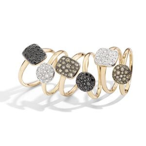 Sabbia rings with black, white, brown diamonds by Pomellato