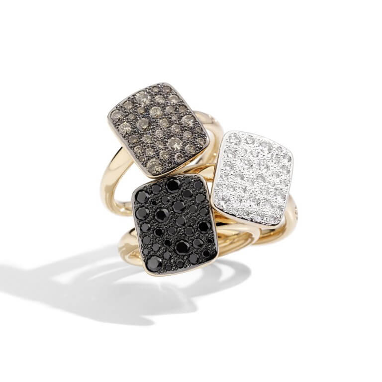 Sabbia rings with brown, white, black by Pomellato