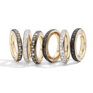 ICONICA rings with white, brown, black diamonds by Pomellato