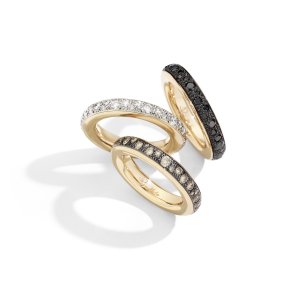 Iconica rings with brown, white, black diamonds by Pomellato