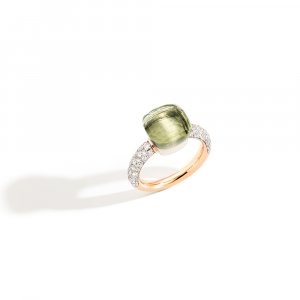 NUDO classic ring in rose gold with prasiolite and diamonds by Pomellato