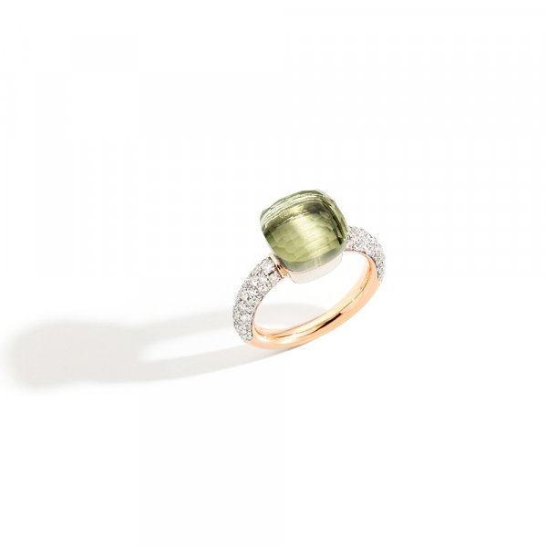 NUDO classic ring in rose gold with prasiolite and diamonds by Pomellato