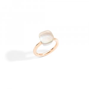 NUDO GELE' ring in rose gold with white topaz, mother of pearl by Pomellato