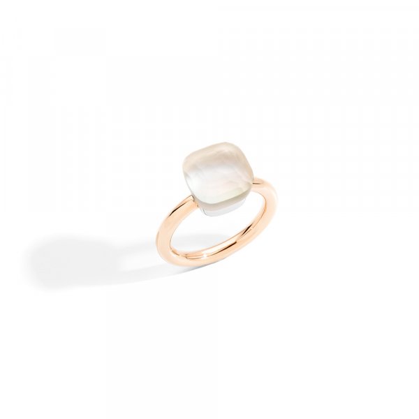 NUDO GELE' ring in rose gold with white topaz, mother of pearl by Pomellato
